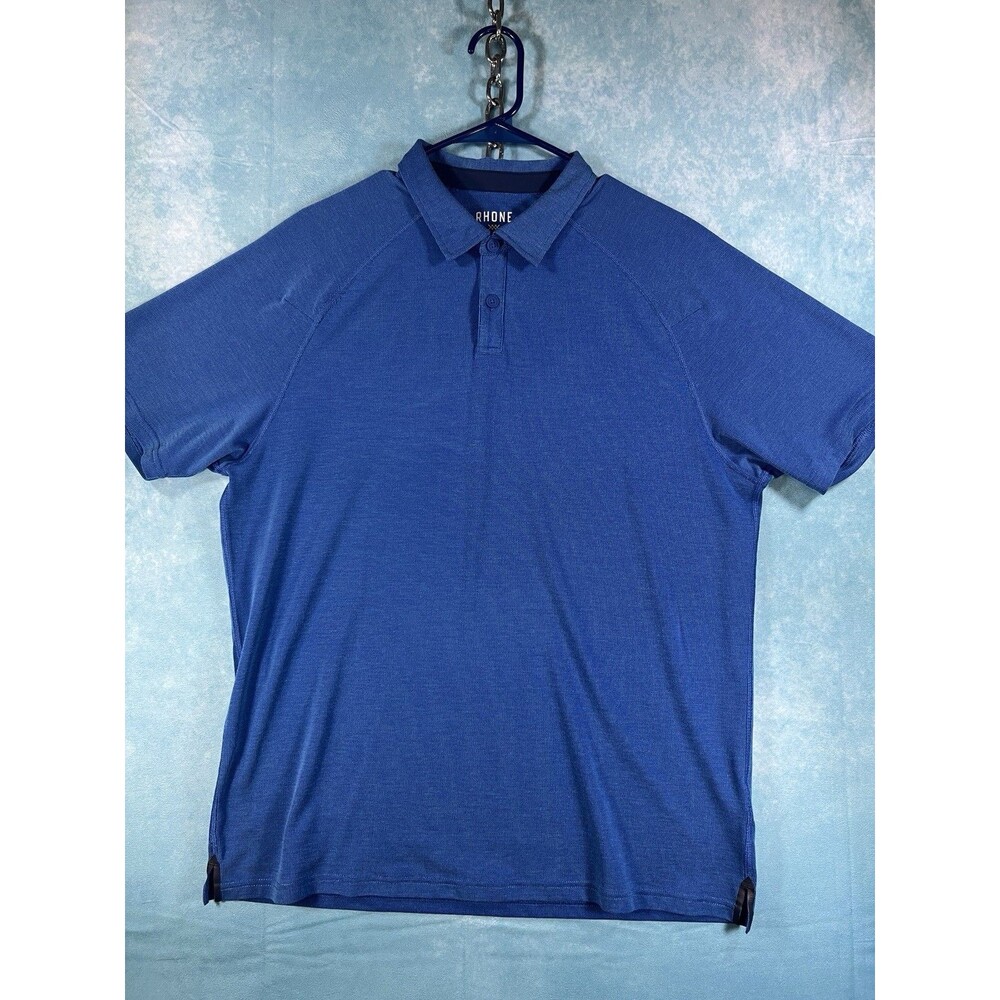 Y2K VTG Rhône Men's Golf Shirt Polo Blue Size L PREFORMANCE Short Sleeve